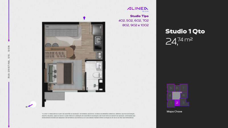 Alinea Sion - Studios 1 e 2 quartos tecnologia HOUSI®
