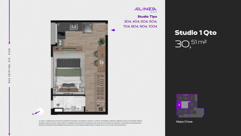 Alinea Sion - Studios 1 e 2 quartos tecnologia HOUSI®