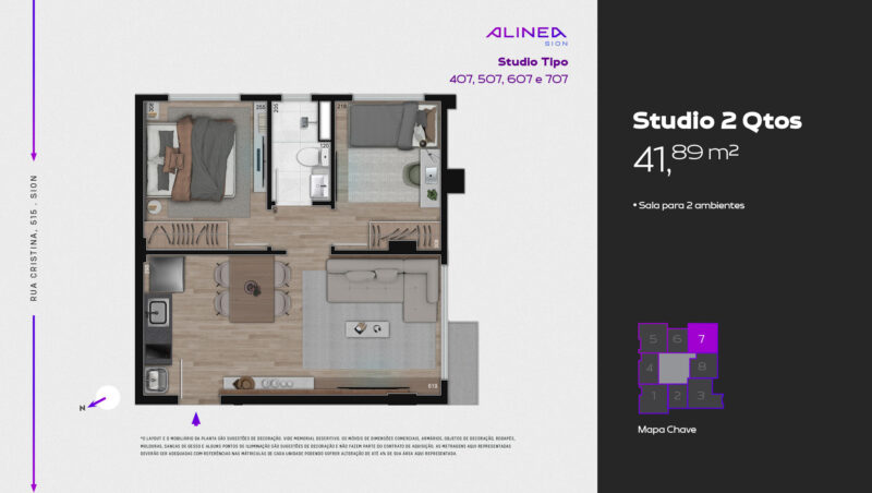 Alinea Sion - Studios 1 e 2 quartos tecnologia HOUSI®