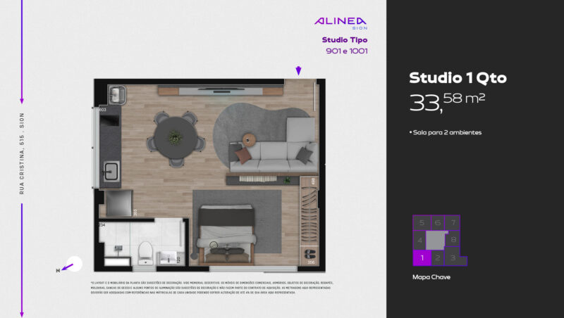 Alinea Sion - Studios 1 e 2 quartos tecnologia HOUSI®