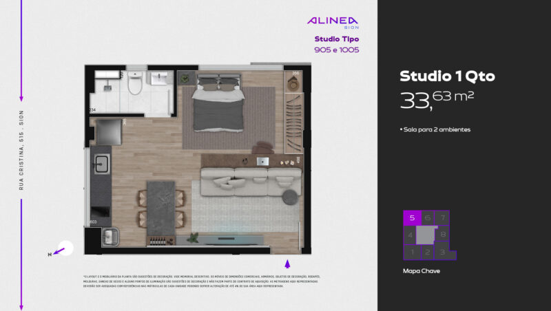 Alinea Sion - Studios 1 e 2 quartos tecnologia HOUSI®