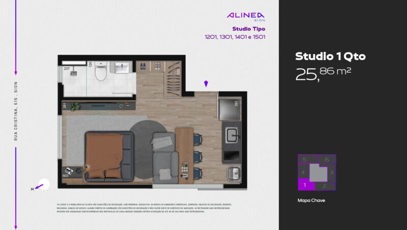 Alinea Sion - Studios 1 e 2 quartos tecnologia HOUSI®