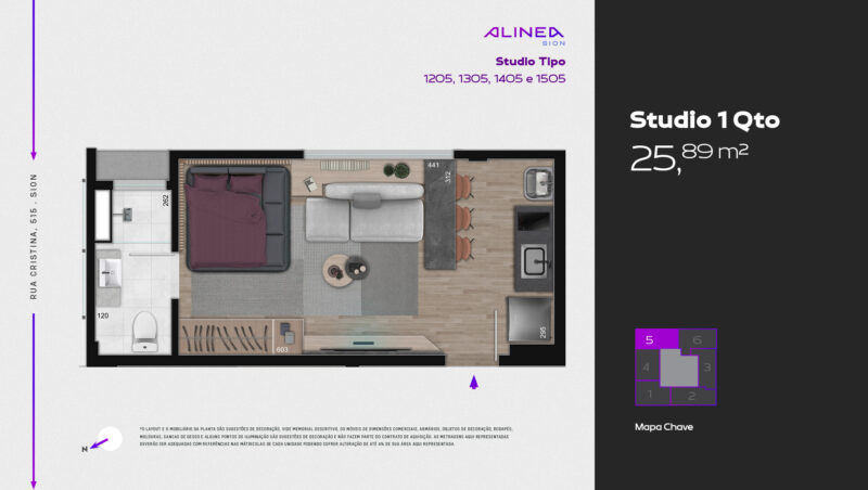 Alinea Sion - Studios 1 e 2 quartos tecnologia HOUSI®