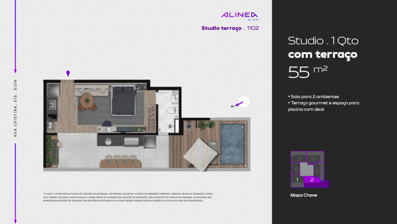 Alinea Sion - Studios 1 e 2 quartos tecnologia HOUSI®