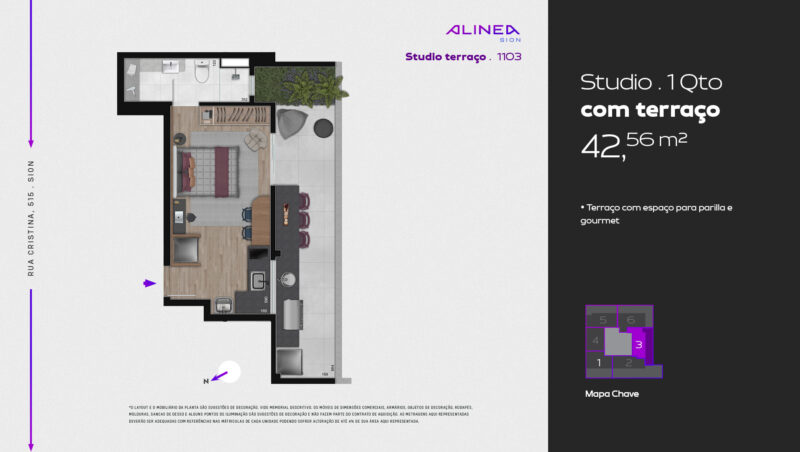 Alinea Sion - Studios 1 e 2 quartos tecnologia HOUSI®