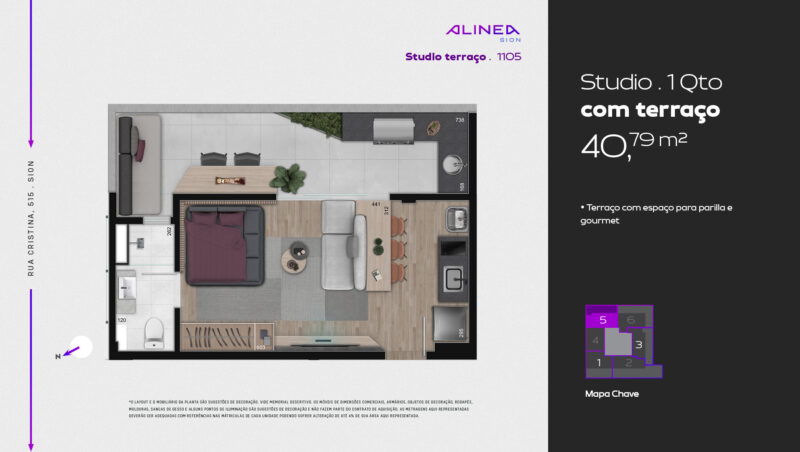 Alinea Sion - Studios 1 e 2 quartos tecnologia HOUSI®